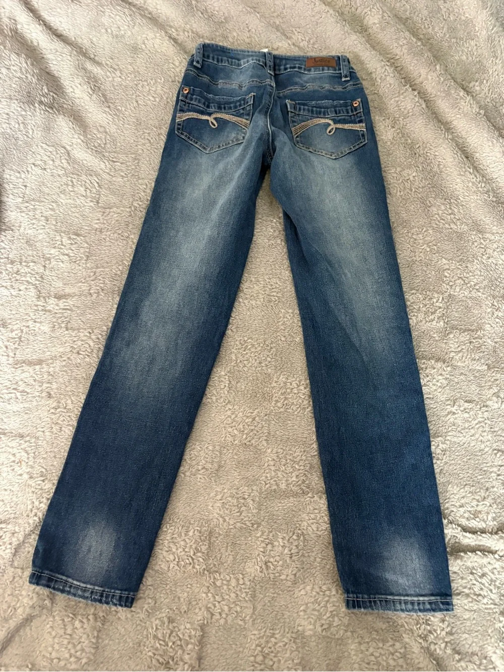 Justice Girls Straight Leg Jeans in Blue Wash
